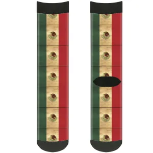 Sock Pair - Polyester - Mexico Flag Continuous Vintage - CREW