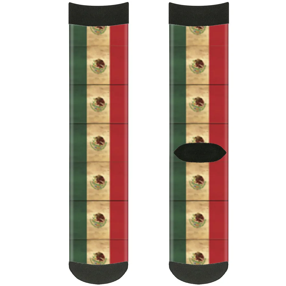 Sock Pair - Polyester - Mexico Flag Continuous Vintage - CREW