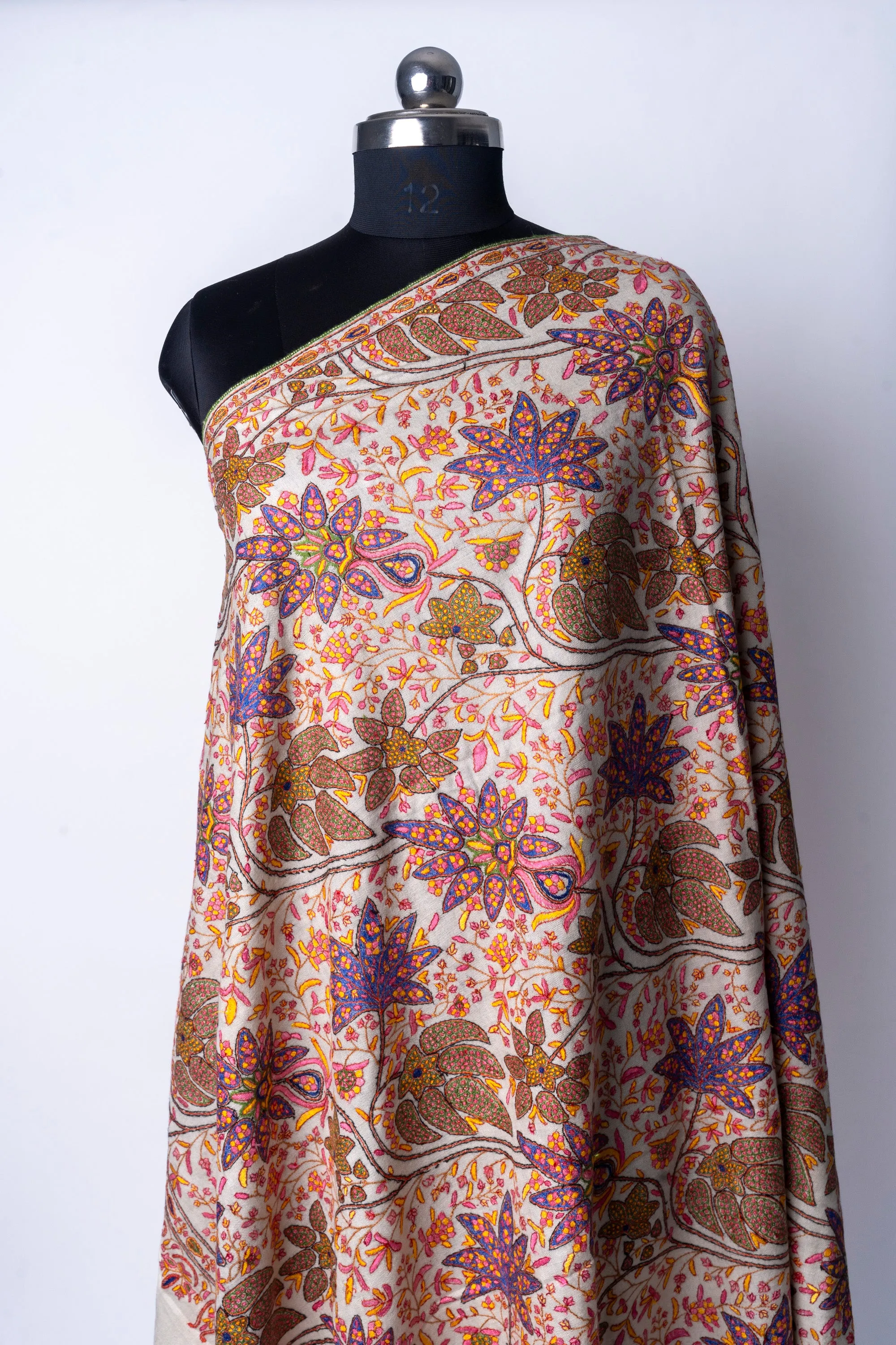 Sozni Garden Tapestry Hand Embroidered Pashmina Shawl