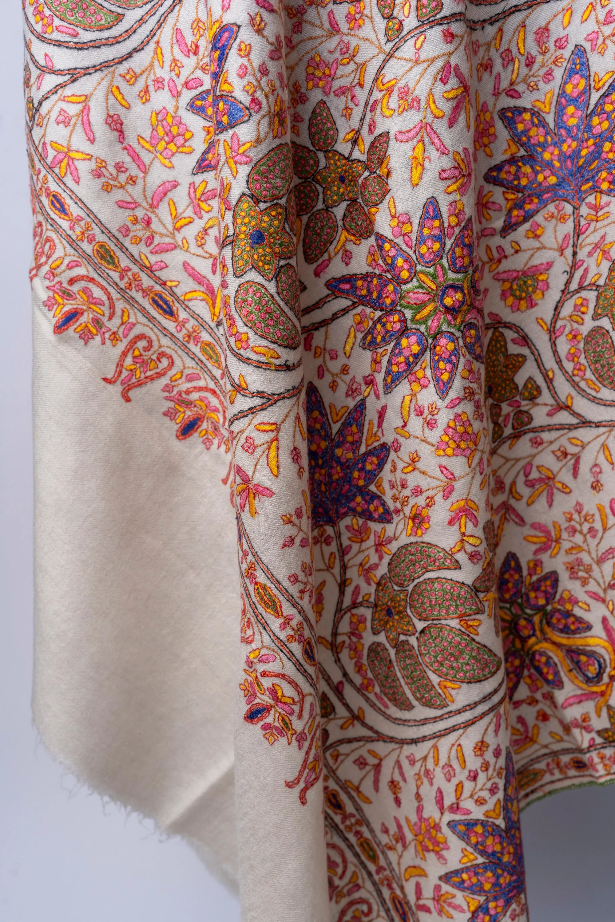 Sozni Garden Tapestry Hand Embroidered Pashmina Shawl