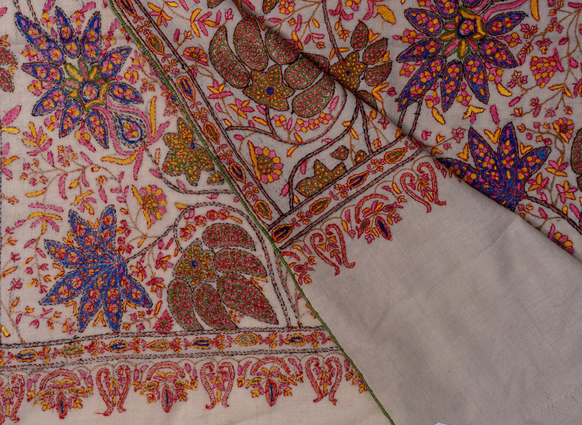 Sozni Garden Tapestry Hand Embroidered Pashmina Shawl