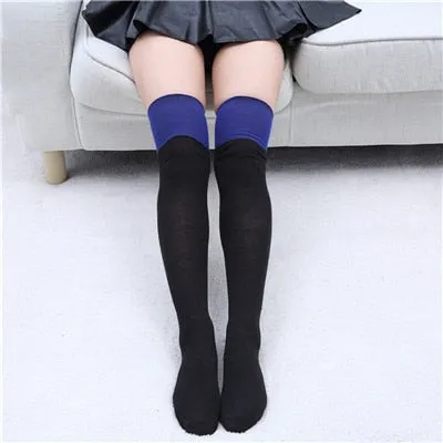 VenusFox Stripe Stockings Girls Korean Japanese Kawaii Lolita Socks Muply Casual Thigh High Knee Socks Womens Long Socks