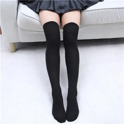 VenusFox Stripe Stockings Girls Korean Japanese Kawaii Lolita Socks Muply Casual Thigh High Knee Socks Womens Long Socks