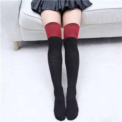 VenusFox Stripe Stockings Girls Korean Japanese Kawaii Lolita Socks Muply Casual Thigh High Knee Socks Womens Long Socks