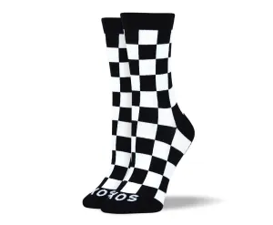 Women's Fashion Black & White Square Socks