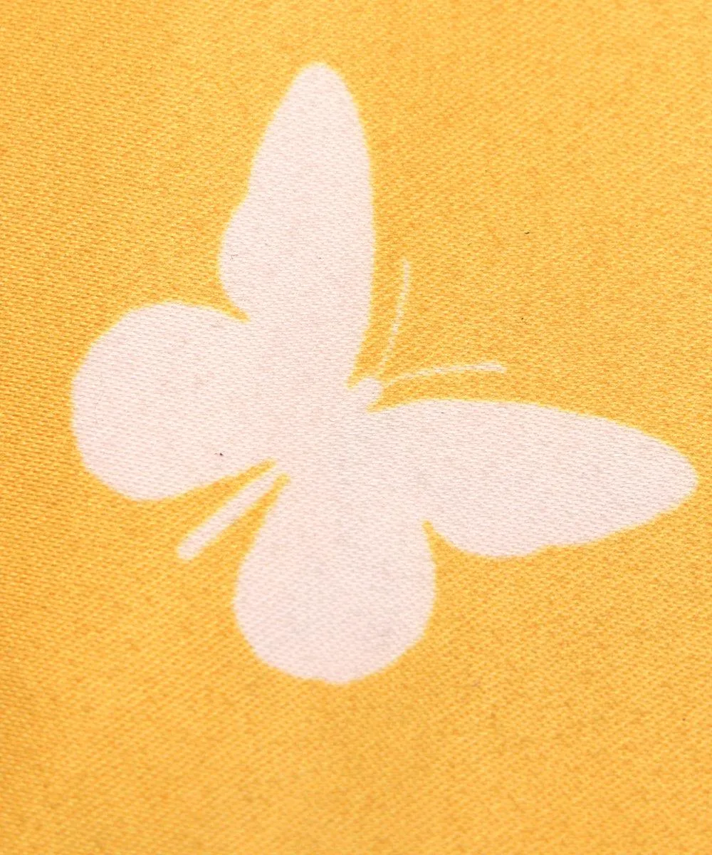Yellow Colour Floral Design Satin Moss Fabric